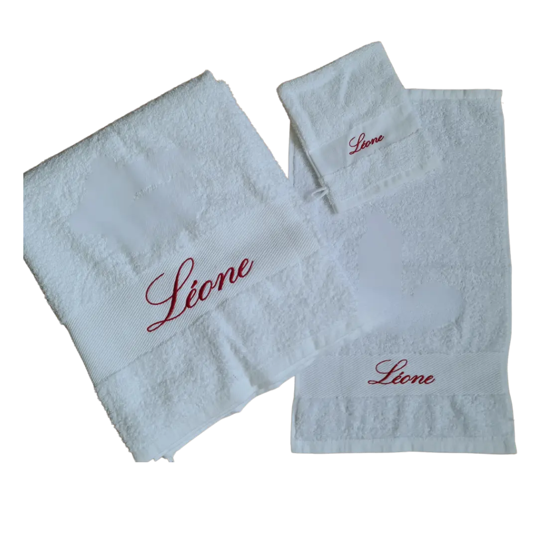 Set de bain | Drap de bain extra large + serviette invité + gant de toilette à personnalisé avec le prénom de votre choix LMJbroderies 