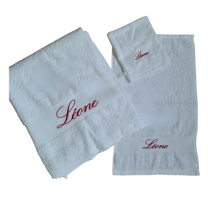 Set de bain | Drap de bain extra large + serviette invité + gant de toilette à personnalisé avec le prénom de votre choix LMJbroderies 