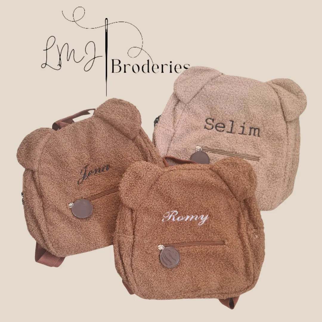 Sac à dos peluche brodé personnalisé prénom bébé enfant cadeau naissance original