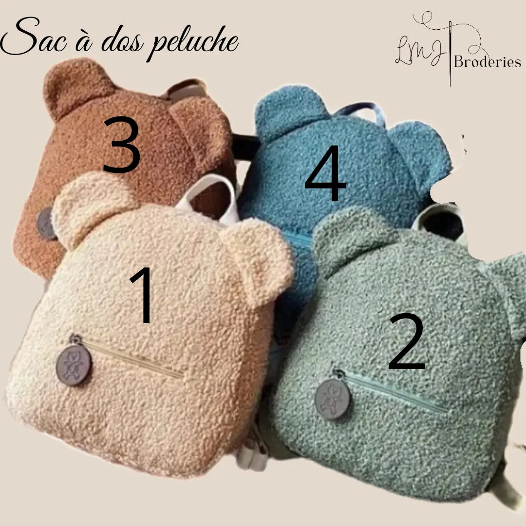 Sac à dos peluche brodé personnalisé prénom bébé enfant cadeau naissance original