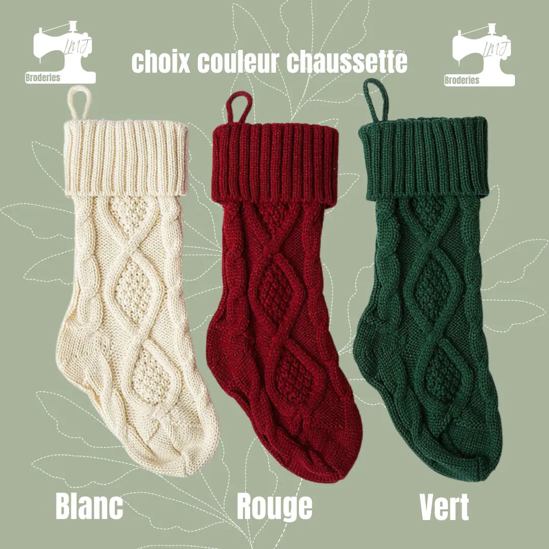 Chaussette de Noël personnalisé avec votre prénom - décoration Noël LMJbroderies 