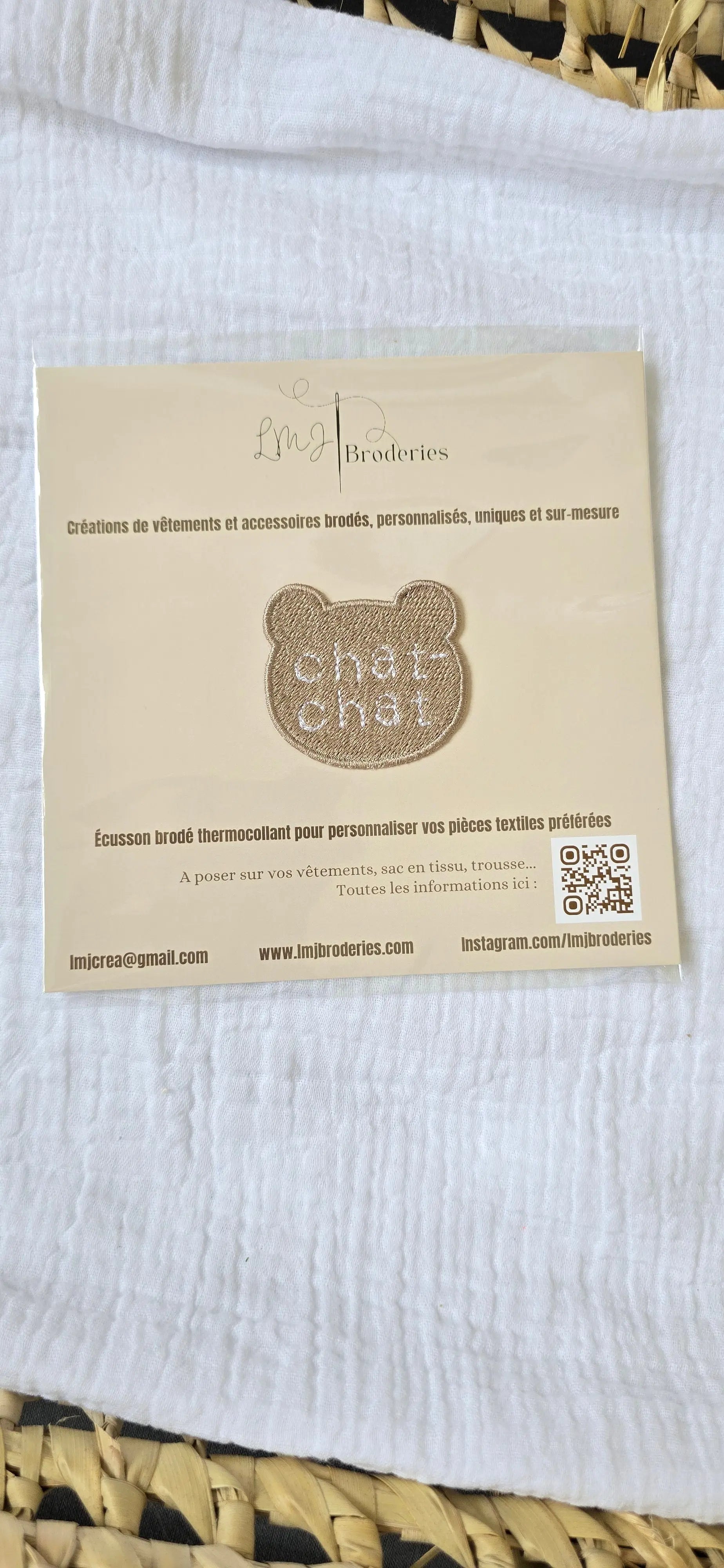 Ecusson/Patch brodé thermocollant pour textile LMJbroderies ! cadeau personnalisé 