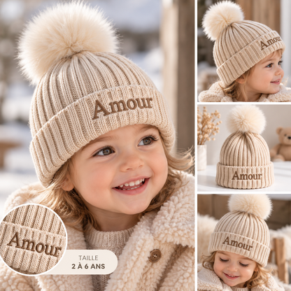 Bonnet enfant personnalisé avec prénom brodé – 2 à 6 ans LMJbroderies ! cadeau personnalisé 