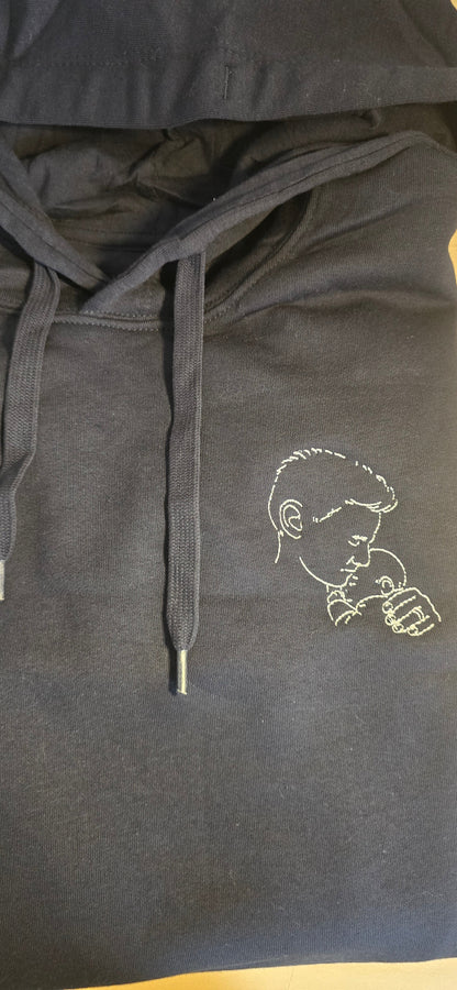 Sweat adulte femme homme avec capuche brodé personnalisé photo art line portrait cadeau unique et original LMJbroderies 